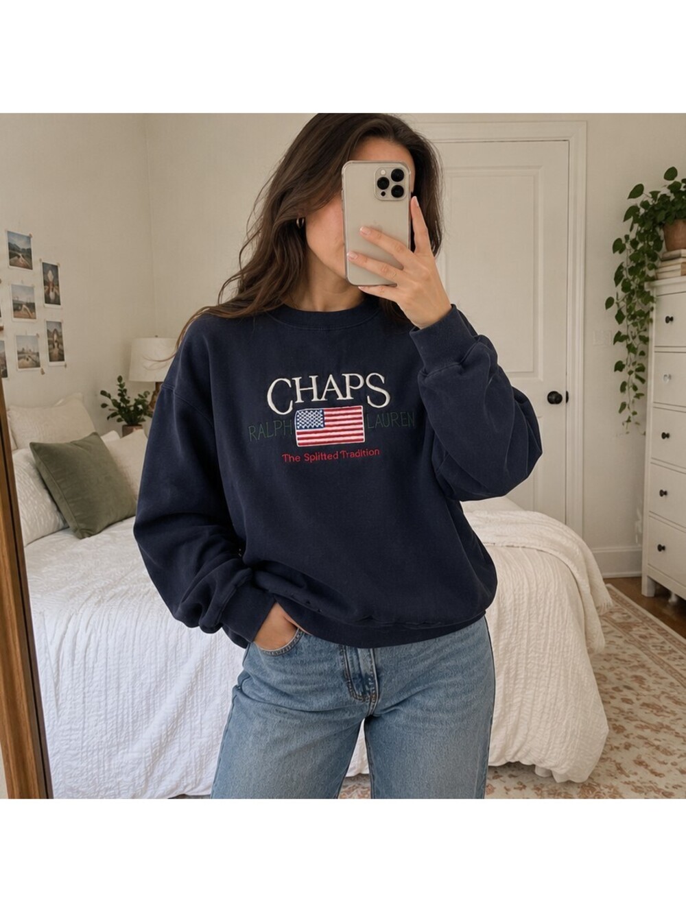 Vintage Chaps Ralph Lauren Navy Blue Crewneck Sweatshirt